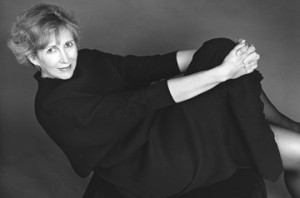 black and white portrait of middle-age woman